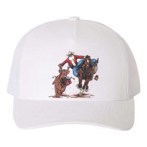 Funny Cowboy Santa Bulldogging Christmas Western Cowboy Xmas Yupoong Adult 5-Panel Trucker Hat