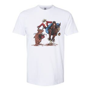 Funny Cowboy Santa Bulldogging Christmas Western Cowboy Xmas Softstyle CVC T-Shirt