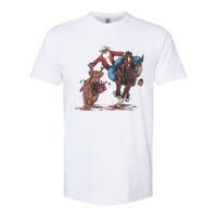 Funny Cowboy Santa Bulldogging Christmas Western Cowboy Xmas Softstyle CVC T-Shirt