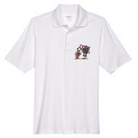 Funny Cowboy Santa Bulldogging Christmas Western Cowboy Xmas Men's Origin Performance Pique Polo