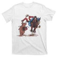 Funny Cowboy Santa Bulldogging Christmas Western Cowboy Xmas T-Shirt