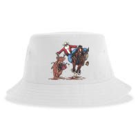 Funny Cowboy Santa Bulldogging Christmas Western Cowboy Xmas Sustainable Bucket Hat