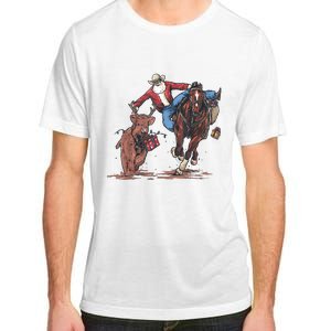 Funny Cowboy Santa Bulldogging Christmas Western Cowboy Xmas Adult ChromaSoft Performance T-Shirt