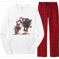 Funny Cowboy Santa Bulldogging Christmas Western Cowboy Xmas Long Sleeve Pajama Set