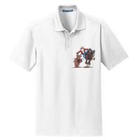 Funny Cowboy Santa Bulldogging Christmas Western Cowboy Xmas Dry Zone Grid Polo