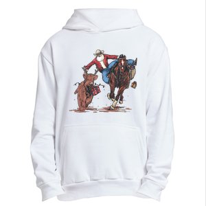 Funny Cowboy Santa Bulldogging Christmas Western Cowboy Xmas Urban Pullover Hoodie