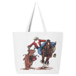 Funny Cowboy Santa Bulldogging Christmas Western Cowboy Xmas 25L Jumbo Tote