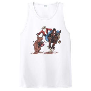 Funny Cowboy Santa Bulldogging Christmas Western Cowboy Xmas PosiCharge Competitor Tank