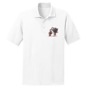 Funny Cowboy Santa Bulldogging Christmas Western Cowboy Xmas PosiCharge RacerMesh Polo