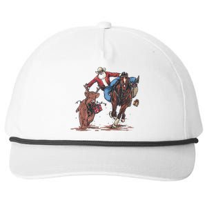 Funny Cowboy Santa Bulldogging Christmas Western Cowboy Xmas Snapback Five-Panel Rope Hat