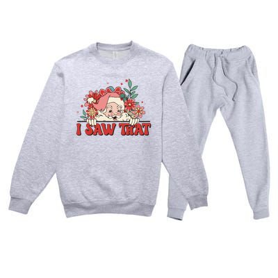 Floral Christmas Santa Daisy Christmas Premium Crewneck Sweatsuit Set