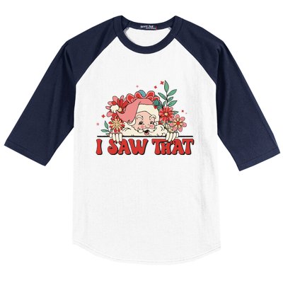 Floral Christmas Santa Daisy Christmas Baseball Sleeve Shirt