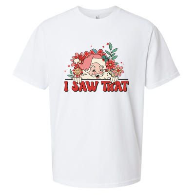 Floral Christmas Santa Daisy Christmas Sueded Cloud Jersey T-Shirt