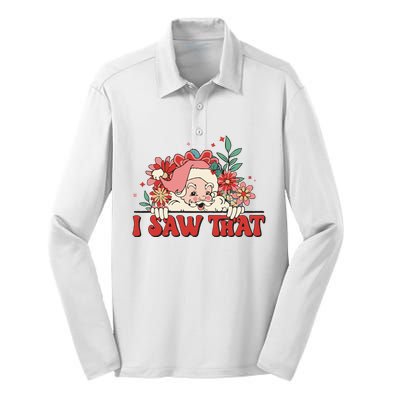 Floral Christmas Santa Daisy Christmas Silk Touch Performance Long Sleeve Polo