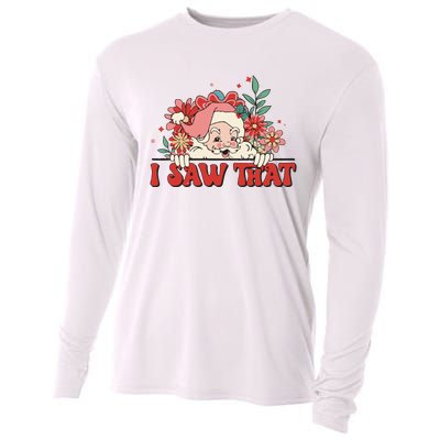 Floral Christmas Santa Daisy Christmas Cooling Performance Long Sleeve Crew