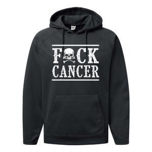 Fuck Cancer Skull And Crossbones Skeleton Breast Cancer Performance Fleece Hoodie