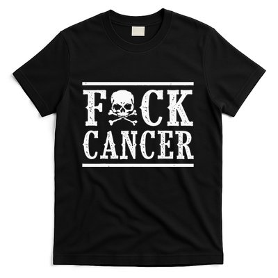 Fuck Cancer Skull And Crossbones Skeleton Breast Cancer T-Shirt