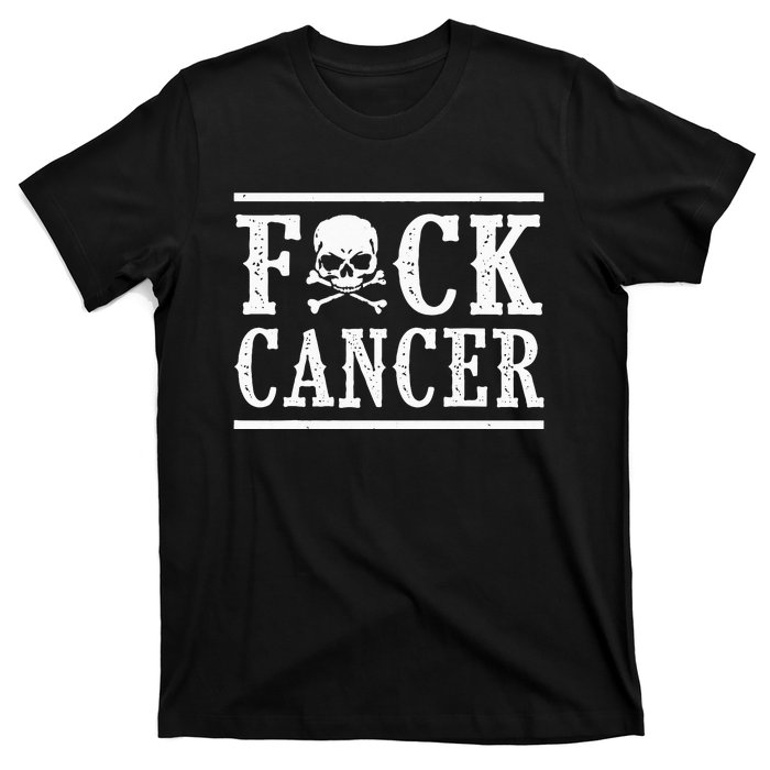 Fuck Cancer Skull And Crossbones Skeleton Breast Cancer T-Shirt