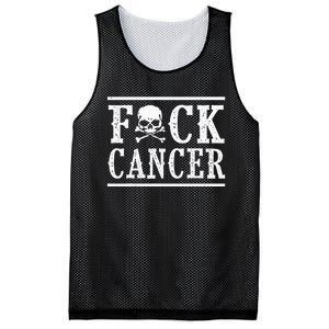 Fuck Cancer Skull And Crossbones Skeleton Breast Cancer Mesh Reversible Basketball Jersey Tank