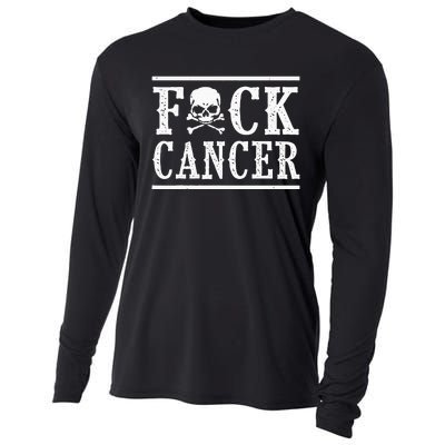 Fuck Cancer Skull And Crossbones Skeleton Breast Cancer Cooling Performance Long Sleeve Crew