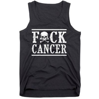 Fuck Cancer Skull And Crossbones Skeleton Breast Cancer Tank Top