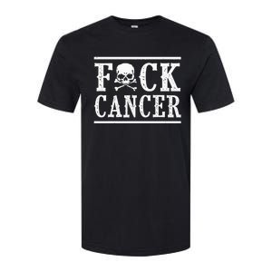 Fuck Cancer Skull And Crossbones Skeleton Breast Cancer Softstyle CVC T-Shirt