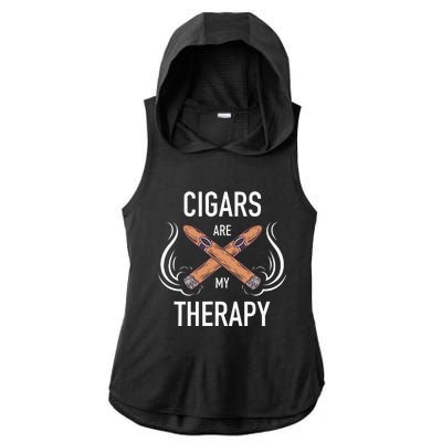 Funny Cigar Smoker Cigars Are My Therapy Gift Ladies PosiCharge Tri-Blend Wicking Draft Hoodie Tank