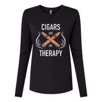 Funny Cigar Smoker Cigars Are My Therapy Gift Womens Cotton Relaxed Long Sleeve T-Shirt