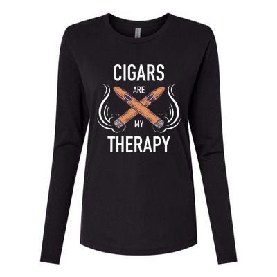 Funny Cigar Smoker Cigars Are My Therapy Gift Womens Cotton Relaxed Long Sleeve T-Shirt