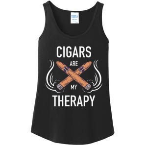 Funny Cigar Smoker Cigars Are My Therapy Gift Ladies Essential Tank