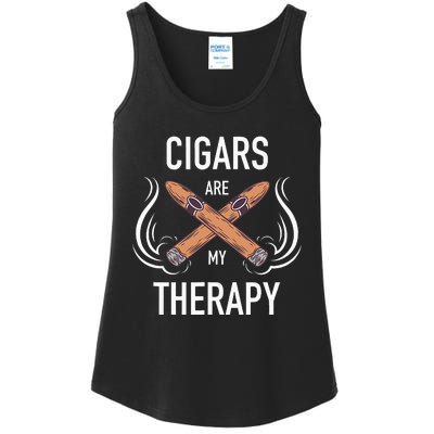 Funny Cigar Smoker Cigars Are My Therapy Gift Ladies Essential Tank