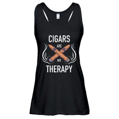 Funny Cigar Smoker Cigars Are My Therapy Gift Ladies Essential Flowy Tank