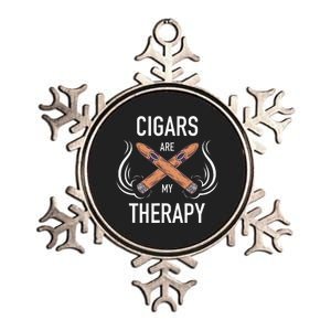 Funny Cigar Smoker Cigars Are My Therapy Gift Metallic Star Ornament