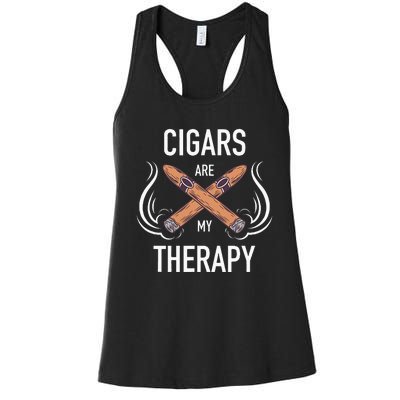 Funny Cigar Smoker Cigars Are My Therapy Gift Women's Racerback Tank