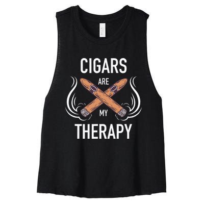 Funny Cigar Smoker Cigars Are My Therapy Gift Women's Racerback Cropped Tank