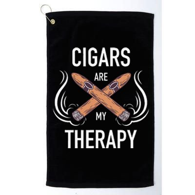 Funny Cigar Smoker Cigars Are My Therapy Gift Platinum Collection Golf Towel