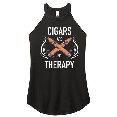 Funny Cigar Smoker Cigars Are My Therapy Gift Women's Perfect Tri Rocker Tank