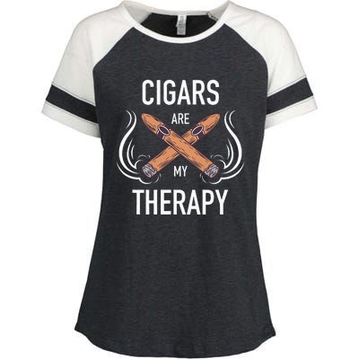 Funny Cigar Smoker Cigars Are My Therapy Gift Enza Ladies Jersey Colorblock Tee