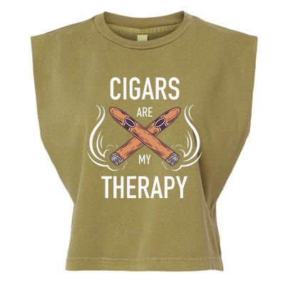 Funny Cigar Smoker Cigars Are My Therapy Gift Garment-Dyed Women's Muscle Tee