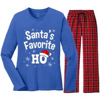 Funny Christmas SantaS Favorite Ho Fun Cute Gift Women's Long Sleeve Flannel Pajama Set 