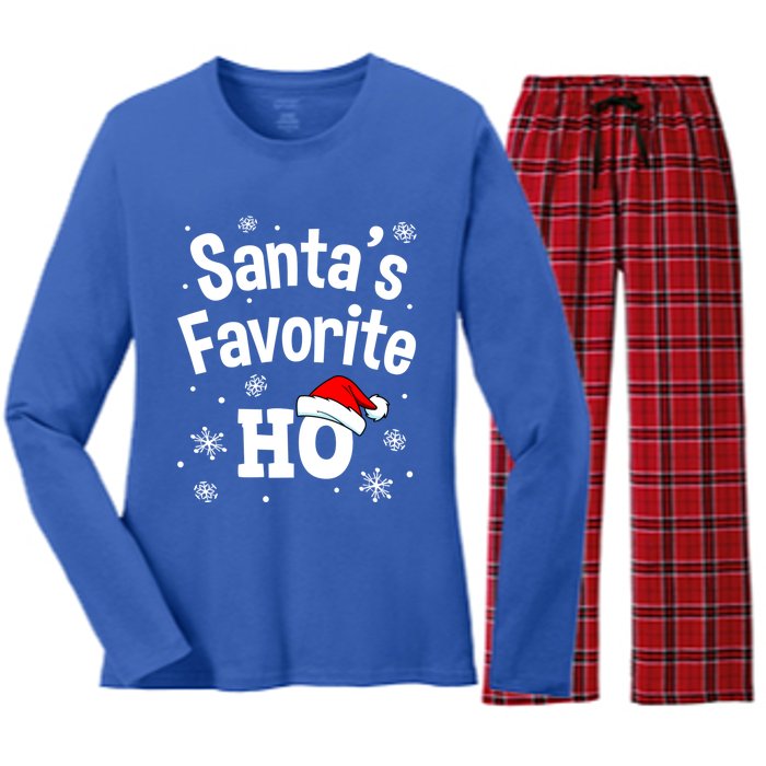 Funny Christmas SantaS Favorite Ho Fun Cute Gift Women's Long Sleeve Flannel Pajama Set 