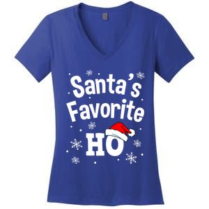 Funny Christmas SantaS Favorite Ho Fun Cute Gift Women's V-Neck T-Shirt