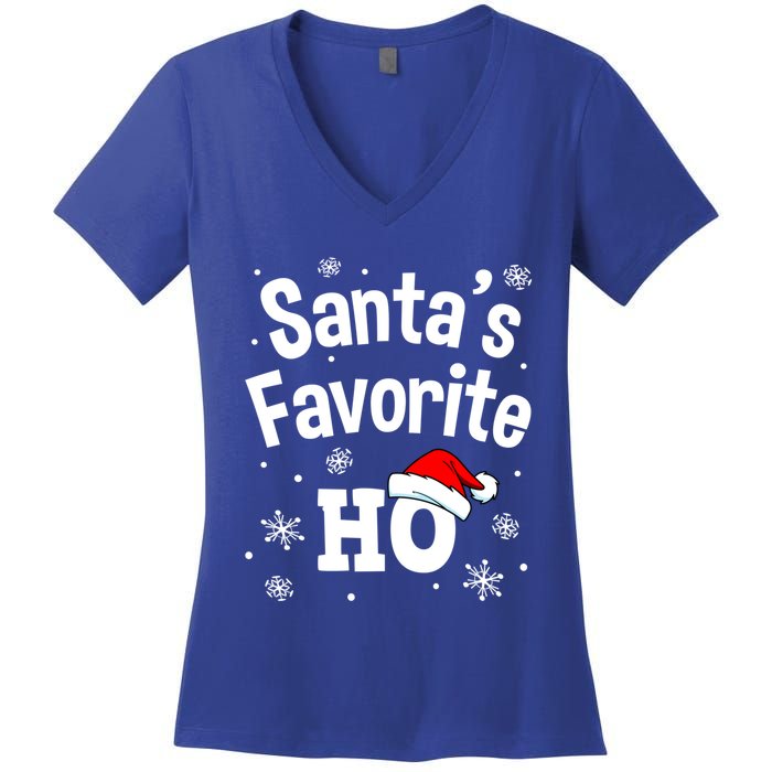 Funny Christmas SantaS Favorite Ho Fun Cute Gift Women's V-Neck T-Shirt