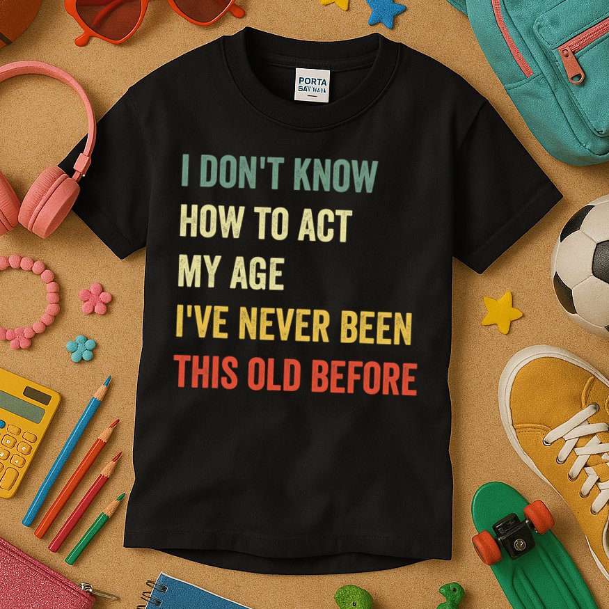 Funny Cool Saying Design I Dont Know How To Act My Age Kids T-Shirt