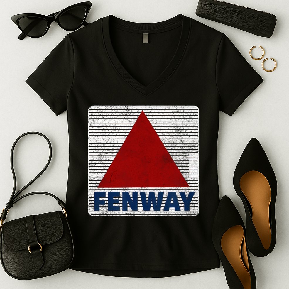 Fenway Citgo Sign Boston Retro Graphic  Women's V-Neck T-Shirt