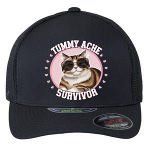 Funny Cat Stomach Ache My Tummy Hurts Tummy Ache Survivor Flexfit Unipanel Trucker Cap