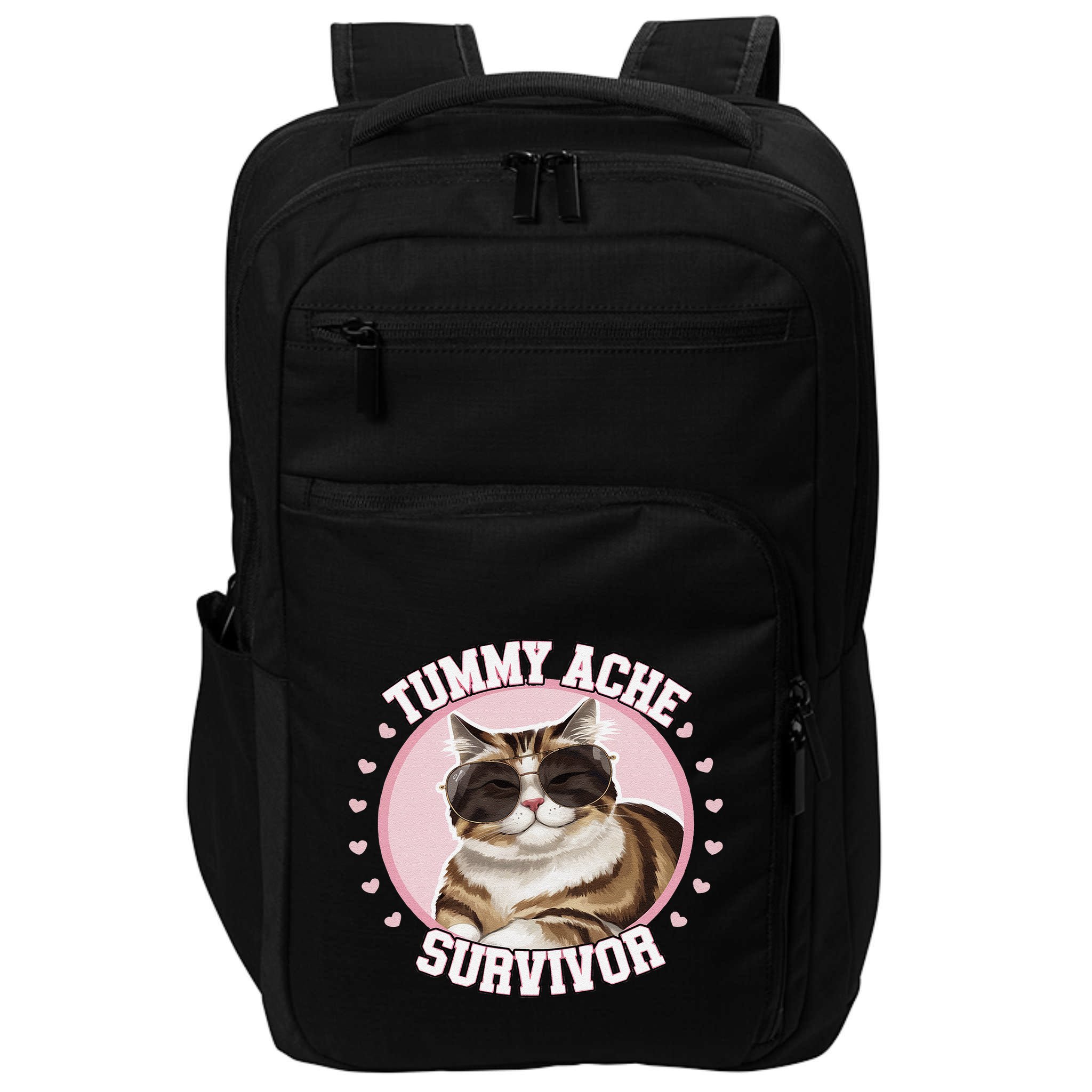 Funny Cat Stomach Ache My Tummy Hurts Tummy Ache Survivor Impact Tech Backpack