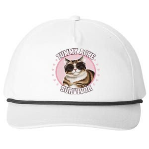 Funny Cat Stomach Ache My Tummy Hurts Tummy Ache Survivor Snapback Five-Panel Rope Hat