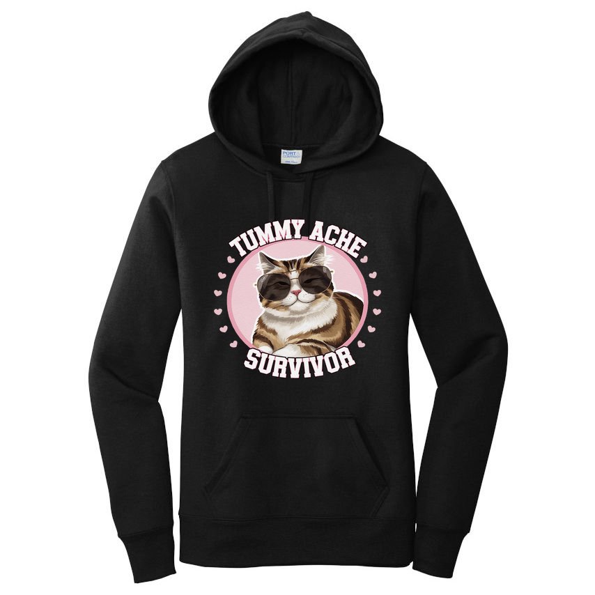 Funny Cat Stomach Ache My Tummy Hurts Tummy Ache Survivor Women's Pullover Hoodie