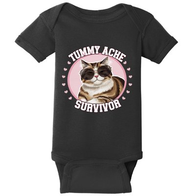 Funny Cat Stomach Ache My Tummy Hurts Tummy Ache Survivor Baby Bodysuit